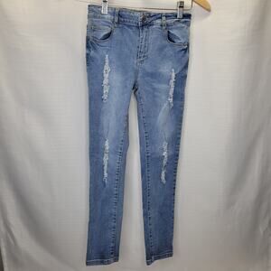 Forever 21 Girls Adjustable Waist Skinny Distressed Jeans, 9/10